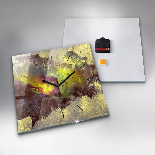 Horloge murale carrée Femme dans la forêt