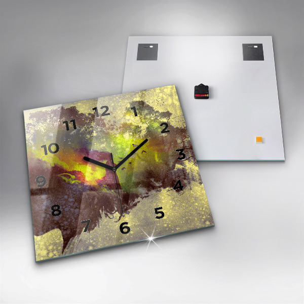 Horloge murale carrée Femme dans la forêt