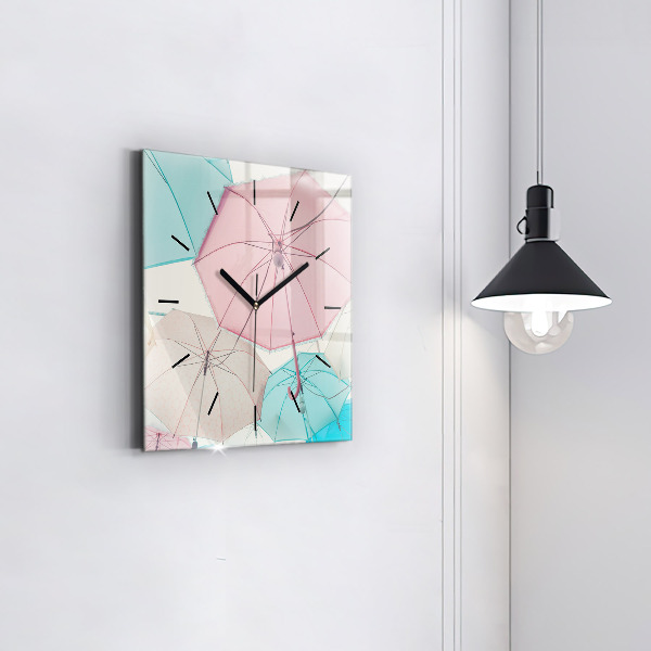 Horloge murale carrée Parapluies pastel