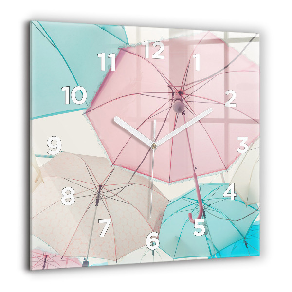 Horloge murale carrée Parapluies pastel