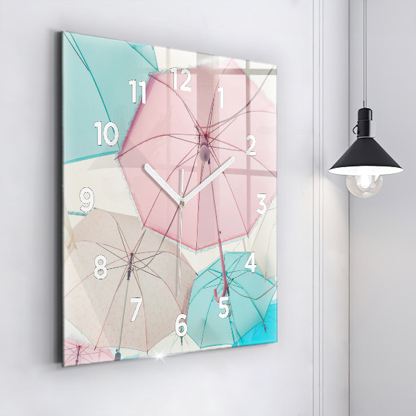 Horloge murale carrée Parapluies pastel
