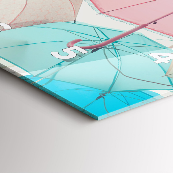 Horloge murale carrée Parapluies pastel