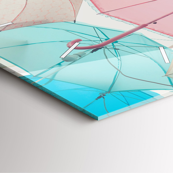 Horloge murale carrée Parapluies pastel