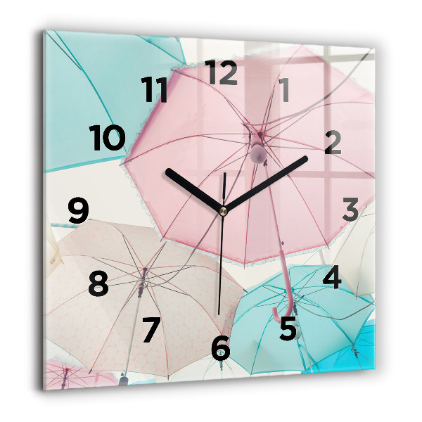 Horloge murale carrée Parapluies pastel