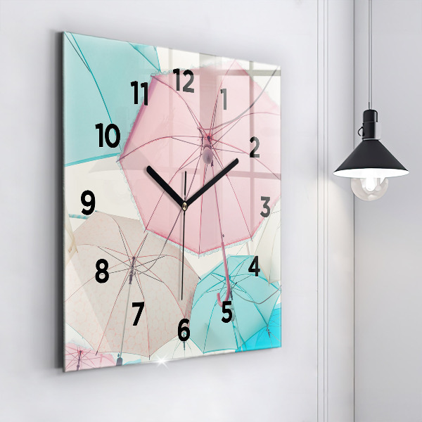 Horloge murale carrée Parapluies pastel