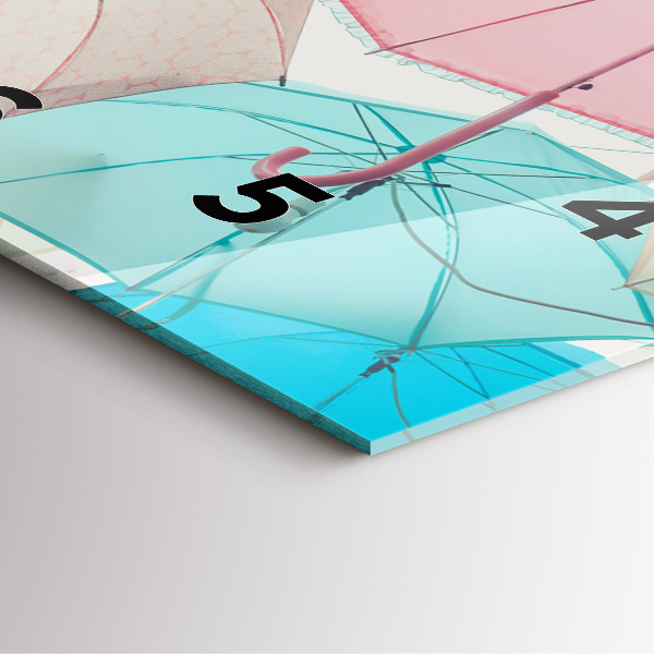 Horloge murale carrée Parapluies pastel