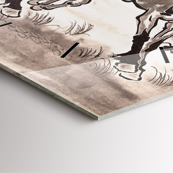 Horloge murale carrée Chevaux au galop