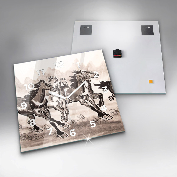 Horloge murale carrée Chevaux au galop
