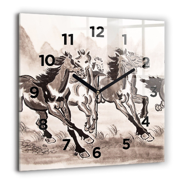 Horloge murale carrée Chevaux au galop