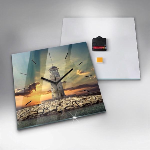 Horloge murale carrée 'Phare sur l''eau'