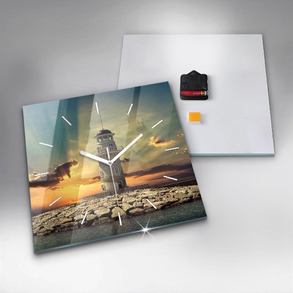 Horloge murale carrée 'Phare sur l''eau'