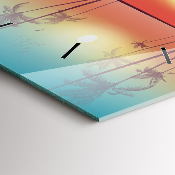 Horloge murale carrée Palmiers tropicaux