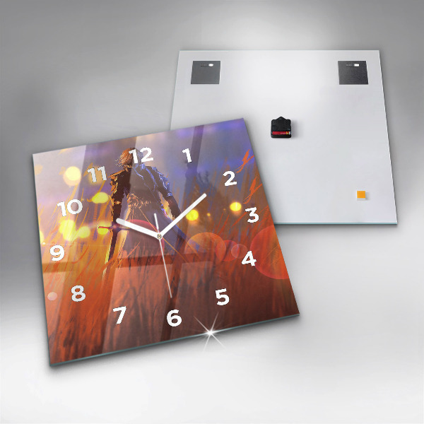 Horloge murale carrée Chevalier avec une épée