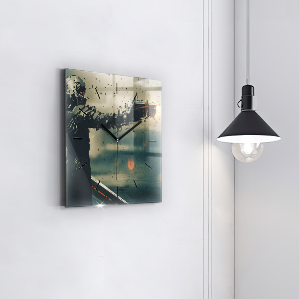 Horloge murale carrée 'Jeu d''arme mortelle'