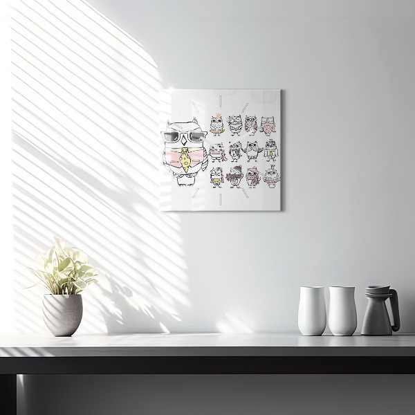 Horloge murale carrée Affiche vintage de hibou