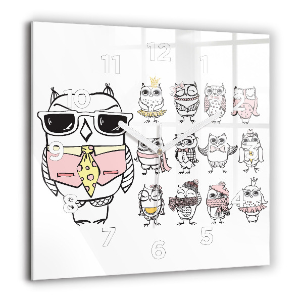 Horloge murale carrée Affiche vintage de hibou