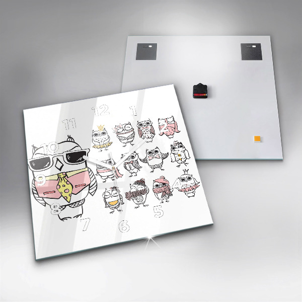 Horloge murale carrée Affiche vintage de hibou