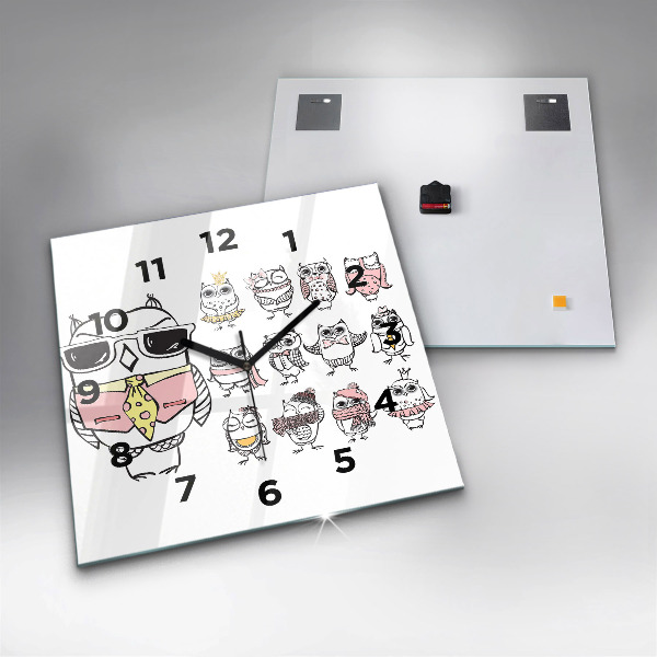 Horloge murale carrée Affiche vintage de hibou