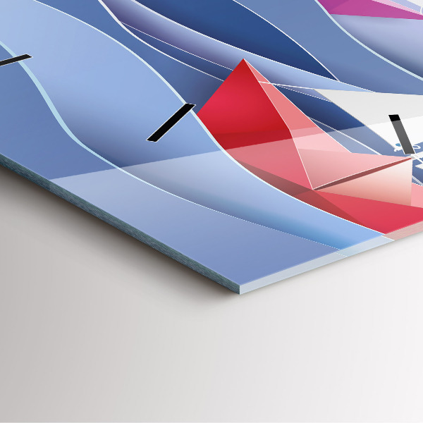 Horloge murale carrée Voiliers colorés en origami