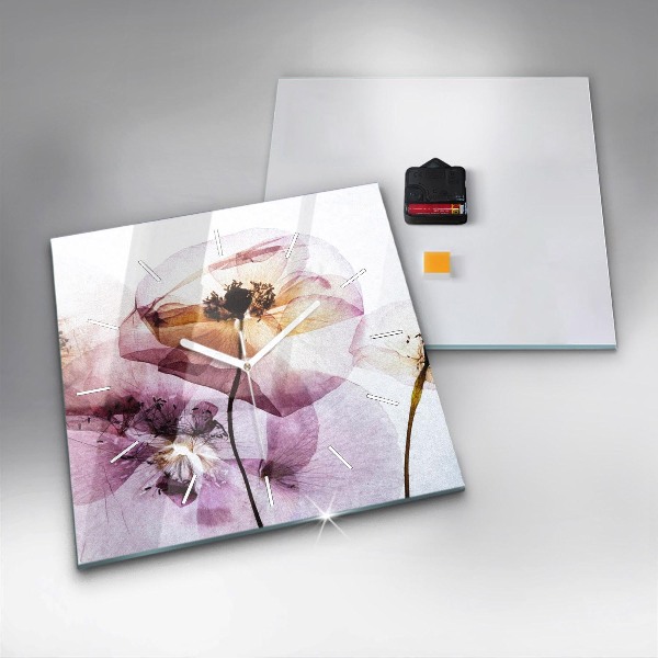 Horloge murale carrée Fleurs de pavot séchées