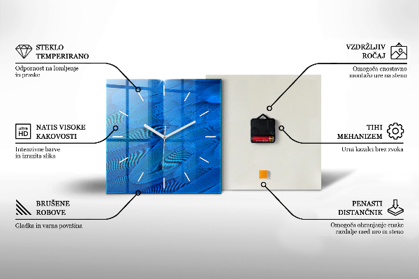 Horloge murale carrée Abstraction bleue