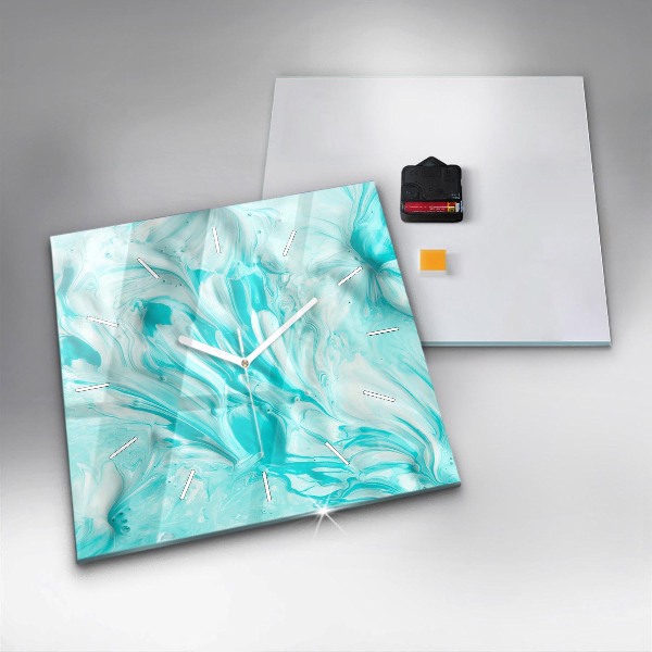 Horloge murale carrée Abstraction bleue