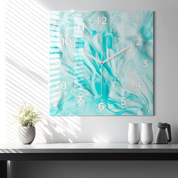 Horloge murale carrée Abstraction bleue