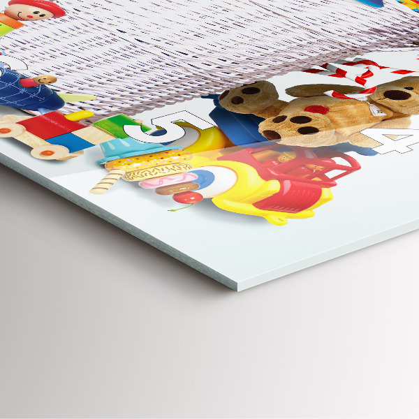 Horloge murale carrée Panier en osier avec jouets