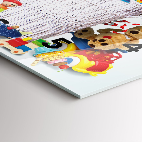 Horloge murale carrée Panier en osier avec jouets