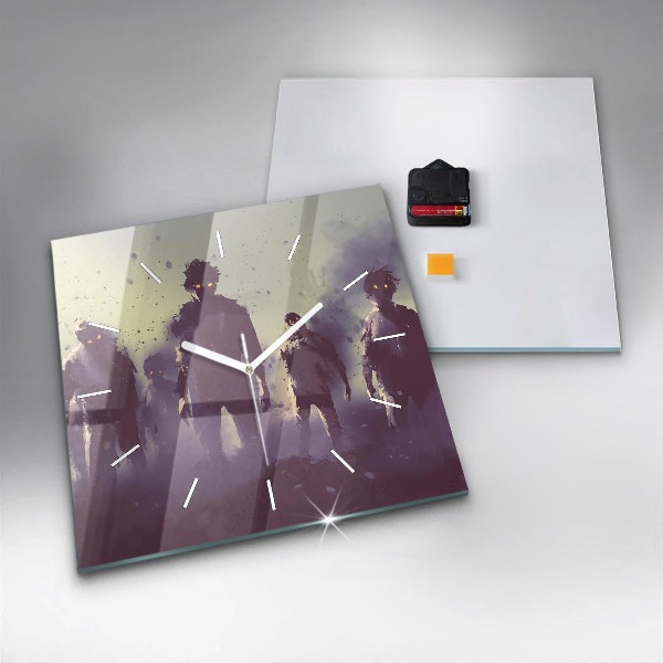 Horloge murale carrée Zombies la nuit - Halloween