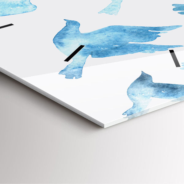 Horloge murale carrée Oiseaux bleus volants