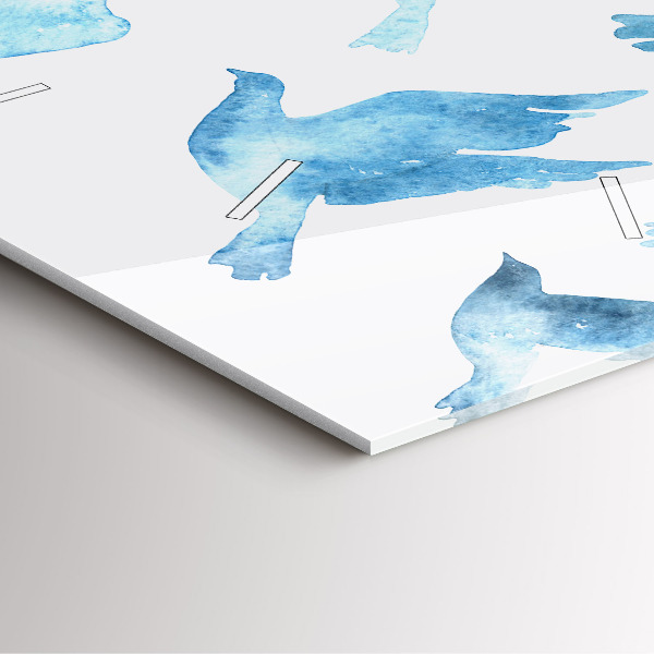 Horloge murale carrée Oiseaux bleus volants