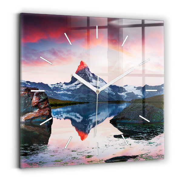 Horloge murale carrée Lac Stellisee Matterhorn