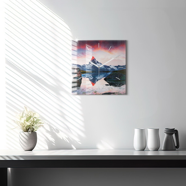 Horloge murale carrée Lac Stellisee Matterhorn