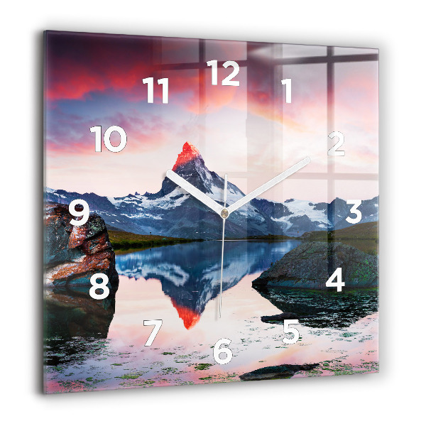 Horloge murale carrée Lac Stellisee Matterhorn
