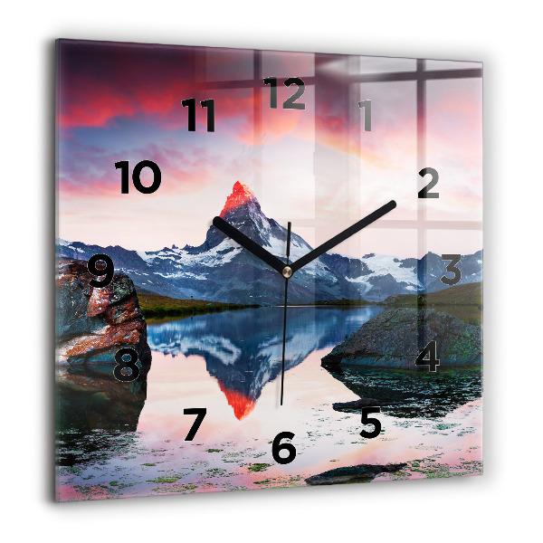 Horloge murale carrée Lac Stellisee Matterhorn