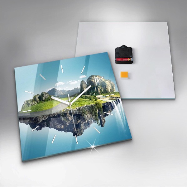 Horloge murale carrée 'L''île volante'