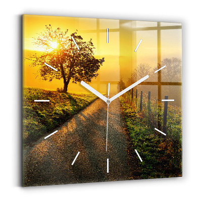 Horloge murale carrée Brouillard au lever du soleil