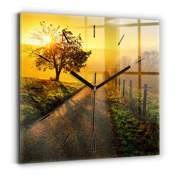 Horloge murale carrée Brouillard au lever du soleil