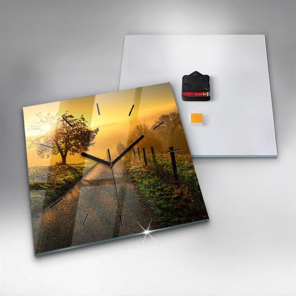 Horloge murale carrée Brouillard au lever du soleil