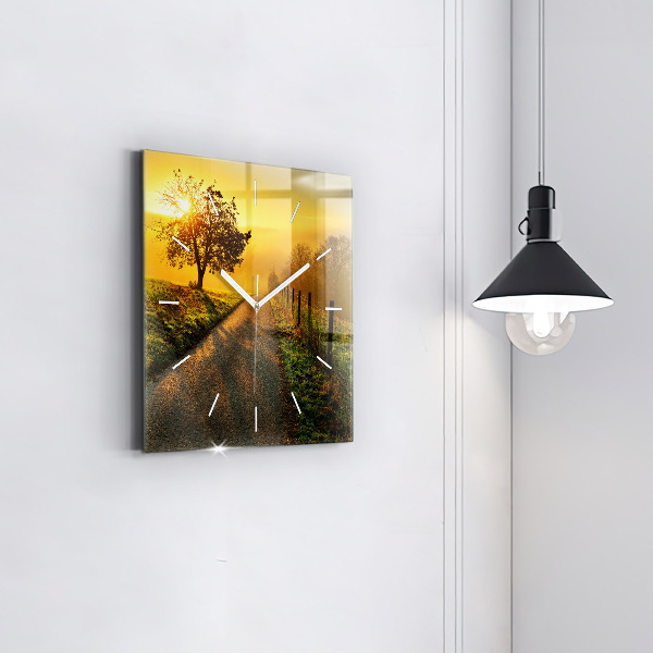 Horloge murale carrée Brouillard au lever du soleil