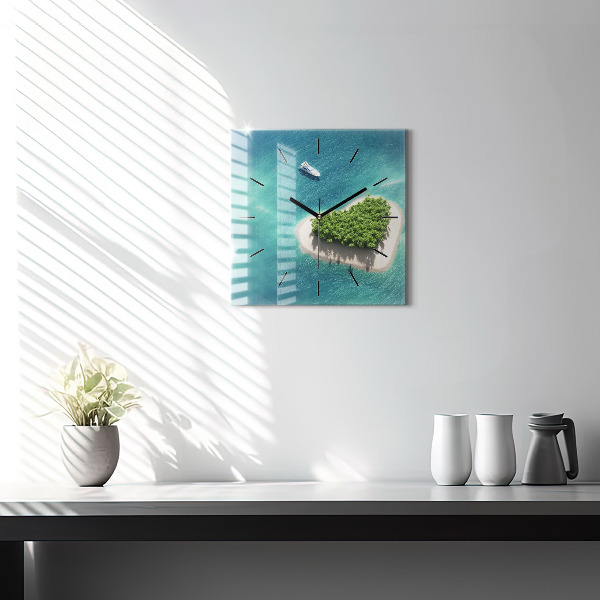 Horloge murale carrée Île du Cœur