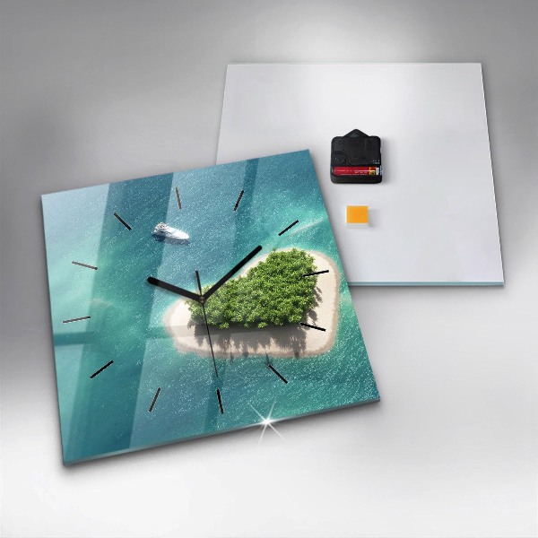 Horloge murale carrée Île du Cœur