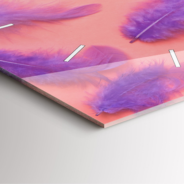 Horloge murale carrée plumes colorées