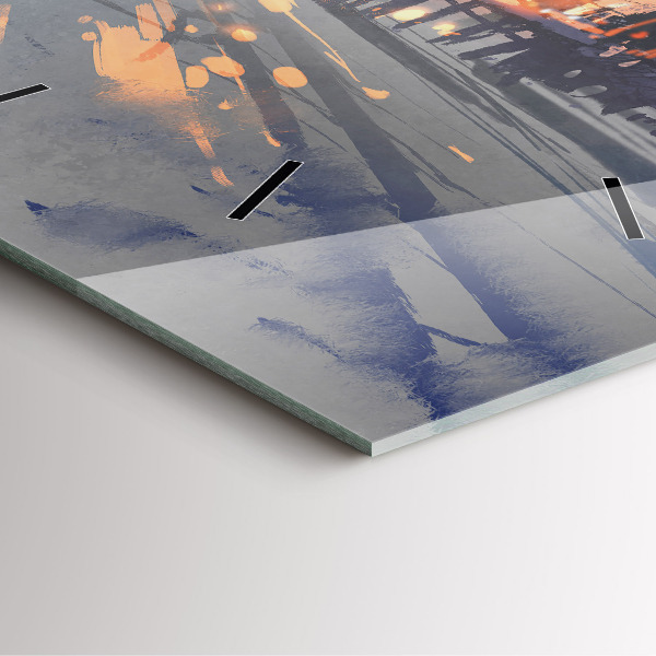 Horloge murale carrée 'Paysage d''arbres d''hiver'