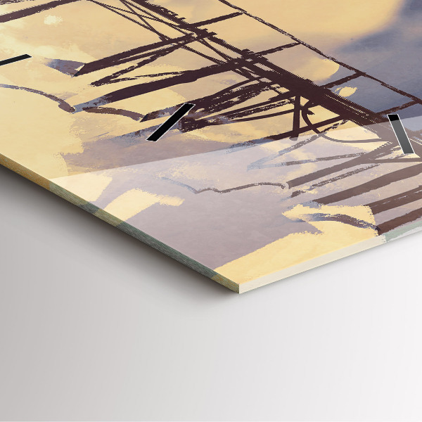 Horloge murale carrée 'L''homme sur le vieux pont'