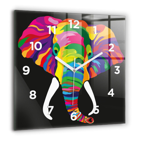 Horloge murale carrée Éléphant coloré