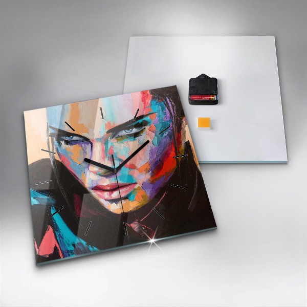 Horloge murale carrée 'Portrait d''une femme'