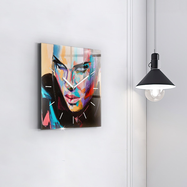 Horloge murale carrée 'Portrait d''une femme'