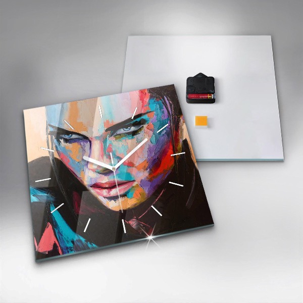 Horloge murale carrée 'Portrait d''une femme'